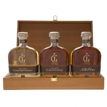 Marzadro Giare Set Grappa Riserva di Amarone Chardonnay Gewürztraminer in Holzkiste 3x70cl