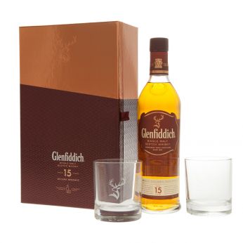 Glenfiddich 15y Geschenkpackung mit 2 Gläsern 70cl