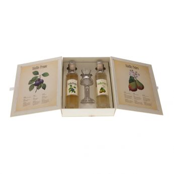 Säntis Spirits Geschenkpackung mit Glas Vieille Prune Doux u. Vieille Poire Doux 2x20cl