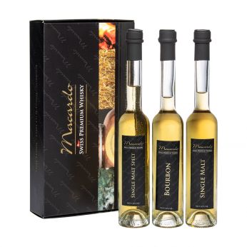 Macardo Swiss Premium Whisky Set - Single Malt, Single Malt Spelt, Bourbon 3x10cl