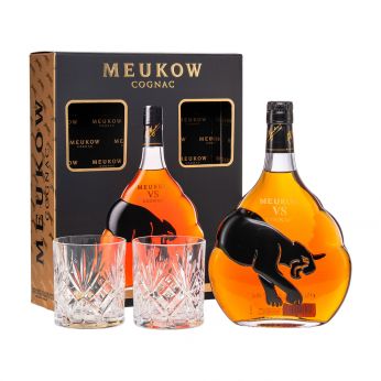 Meukow VS Cognac Geschenkpackung mit 2 Gläsern 70cl