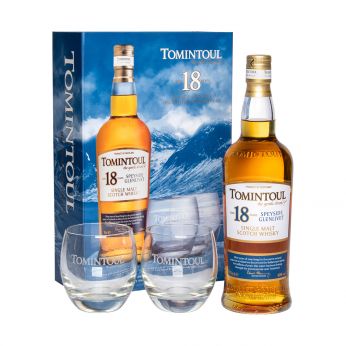 Tomintoul 18y Geschenkpackung mit 2 Gläsern Single Malt Scotch Whisky 70cl